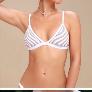 Rhythm Teal and White Striped Bikini Top